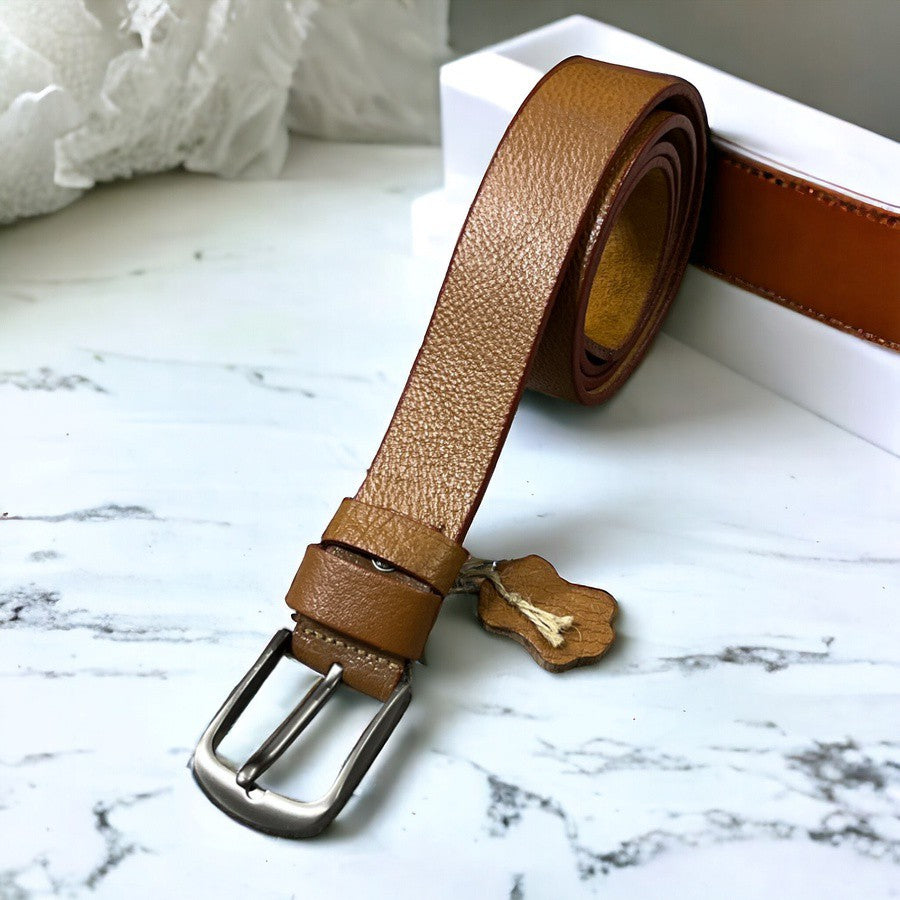 BASIC 100% LEATHER BELT HAVANA BL:19601