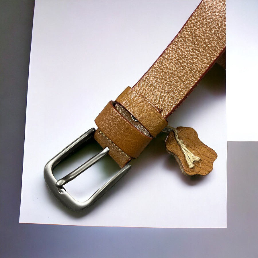 BASIC 100% LEATHER BELT HAVANA BL:19601